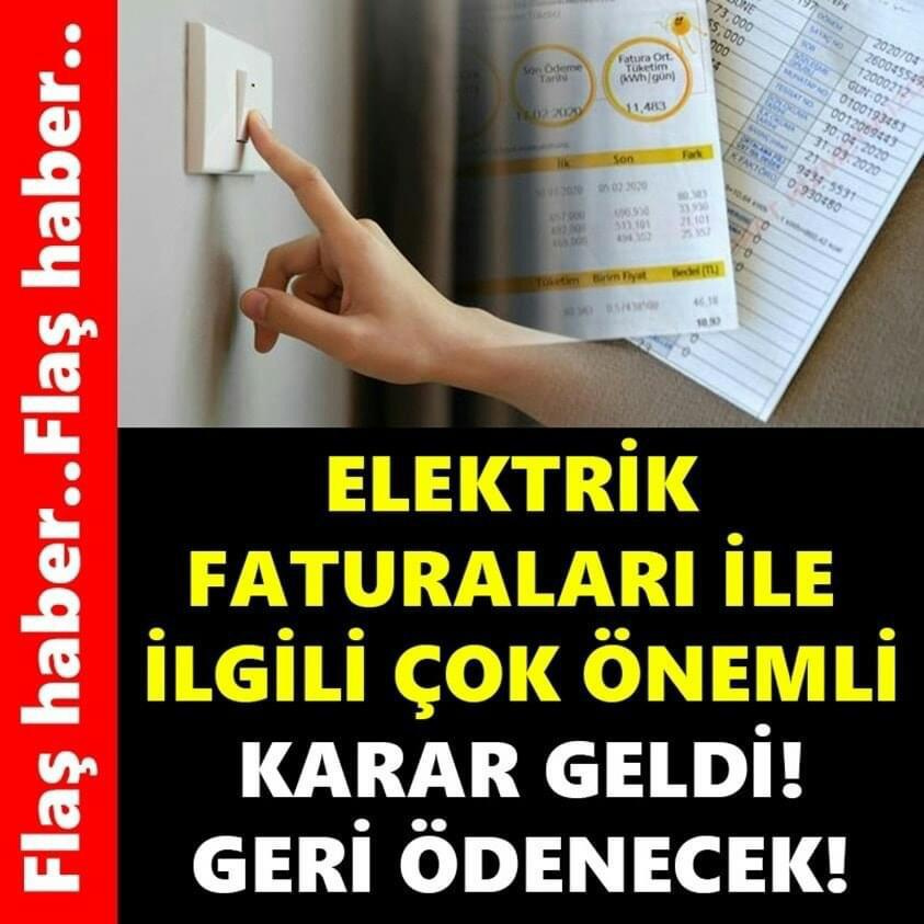 ELEKTRİK FATURALARI İLE İLGİLİ ÇOK ÖNEMLİ 