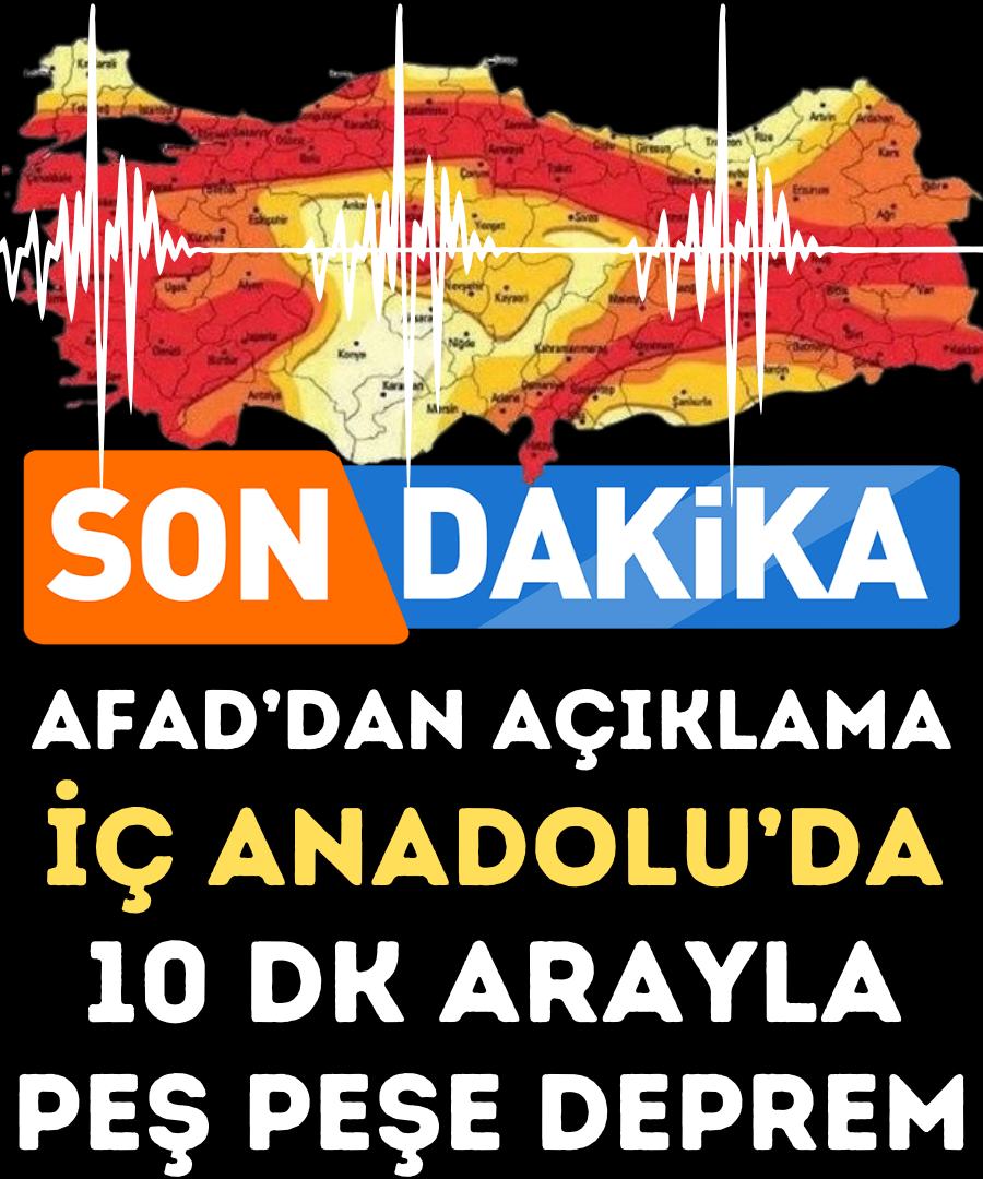 İç Anadolu'ya 10 Dakika Arayla Peş Peşe Deprem