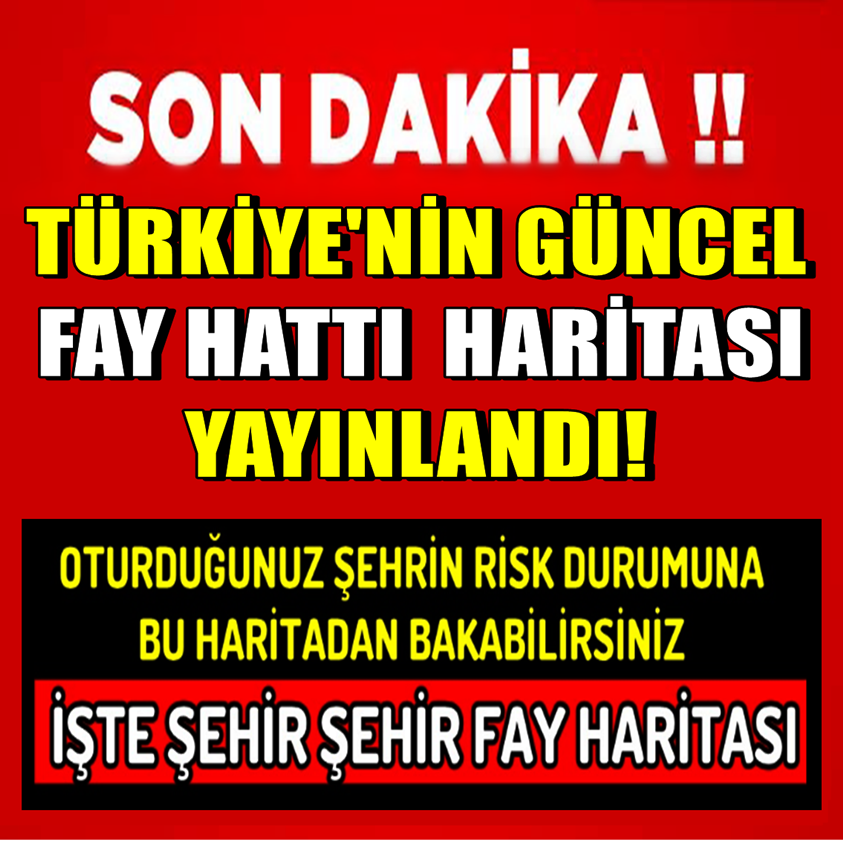 SON DAKİKA..TÜRKİYE'NİN GÜNCEL FAY HATTI HARİTASI YAYINLANDI