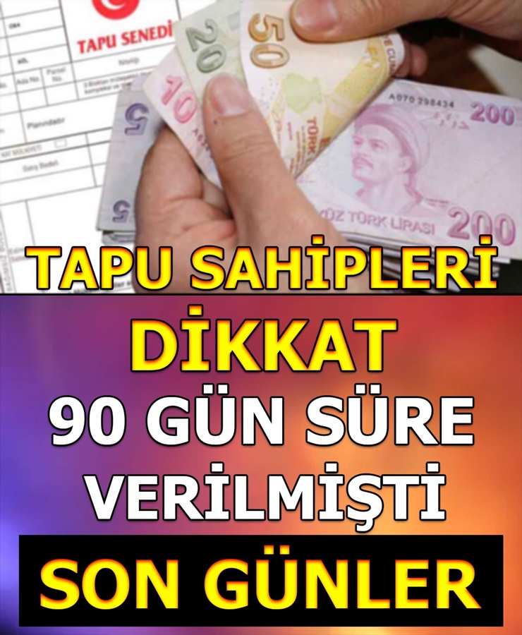 Tapu Sahipleri Dikkat 90 Gün Süre Verilmişti